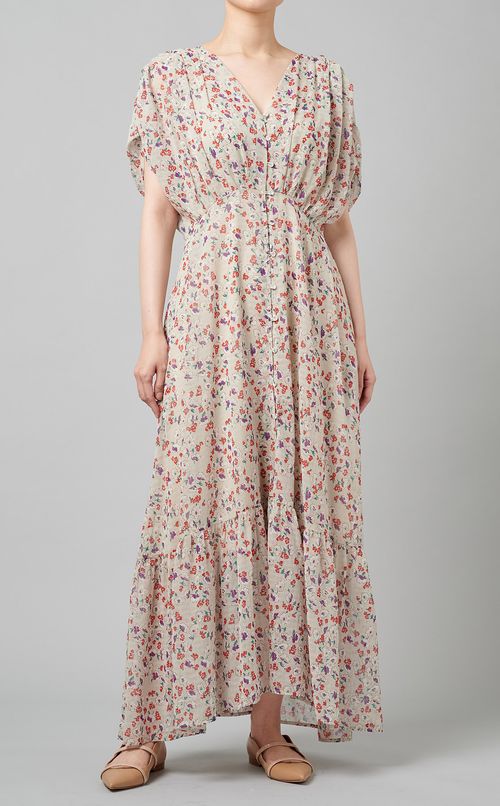 フラワープリントロングワンピース