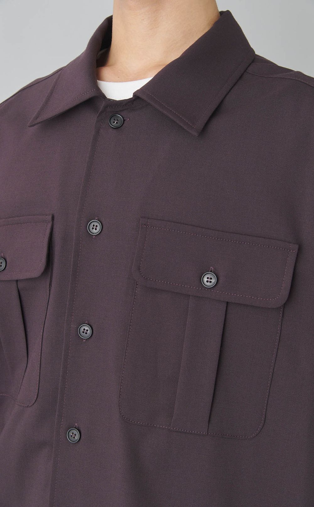 オープンカラーロングスリーブシャツ