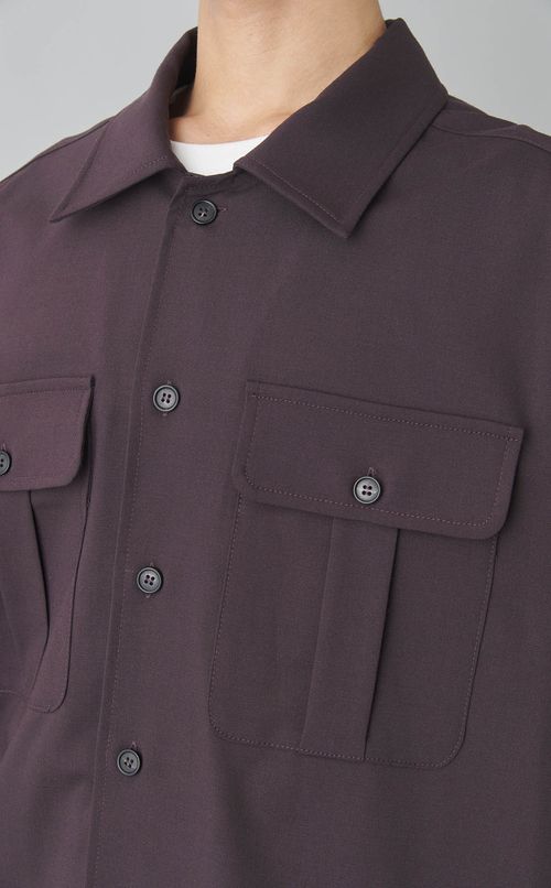 オープンカラーロングスリーブシャツ