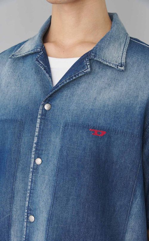 デニムオープンカラーシャツ