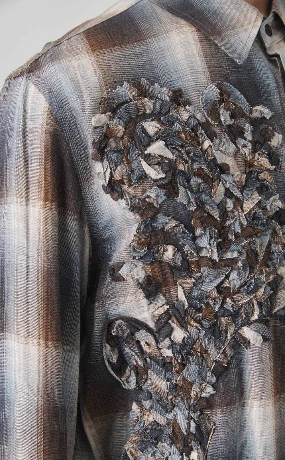 チェックエンブロイダリーシャツ