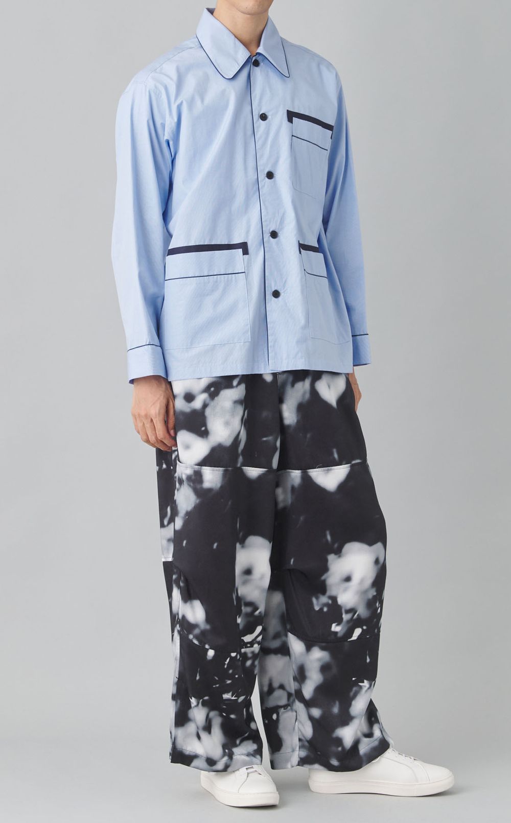 ボカシプリントワイドスリットパンツ