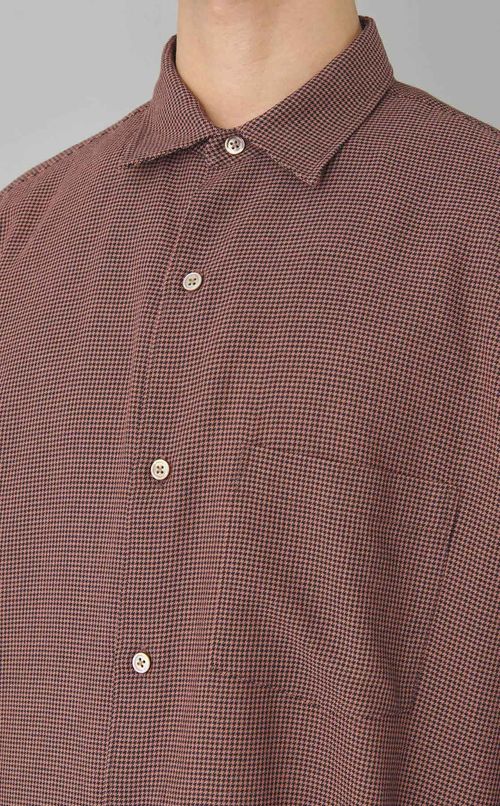 レーヨンリネンチェックシャツ