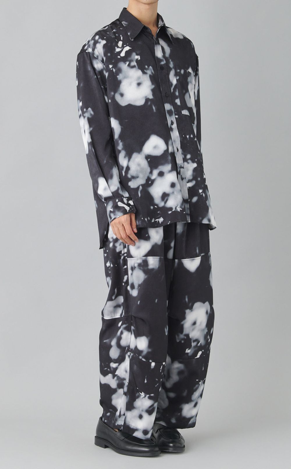 ボカシプリントワイドスリットパンツ