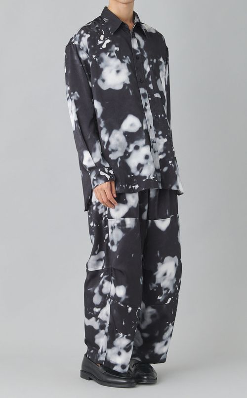 ボカシプリントワイドスリットパンツ