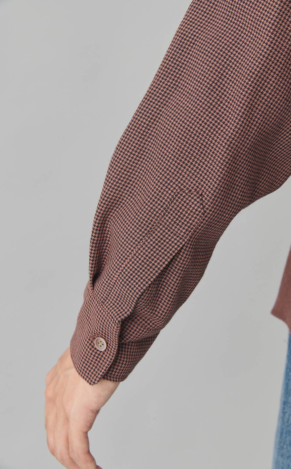 レーヨンリネンチェックシャツ