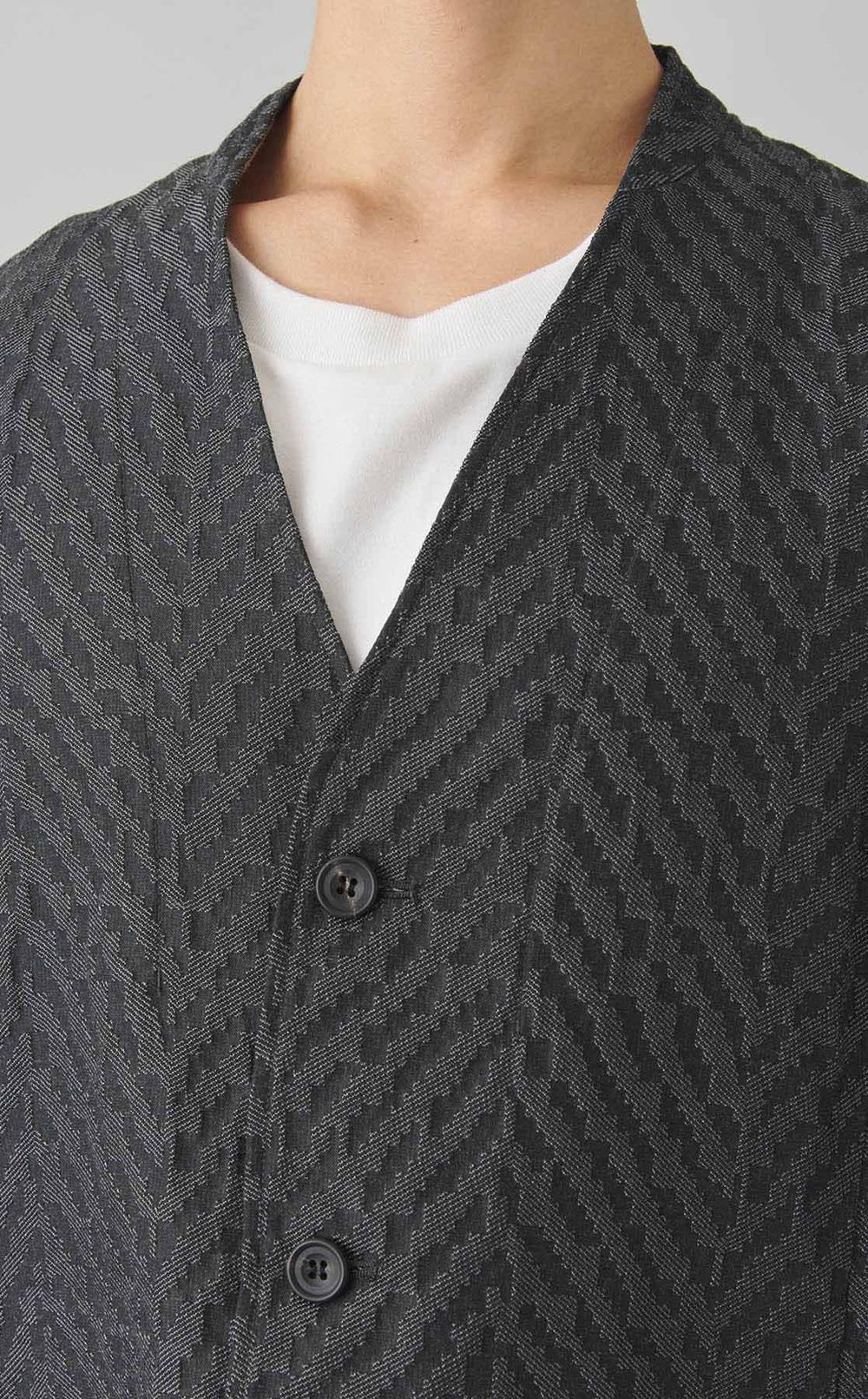 ジャカードノーカラージャケット