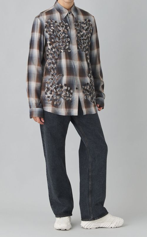 チェックエンブロイダリーシャツ