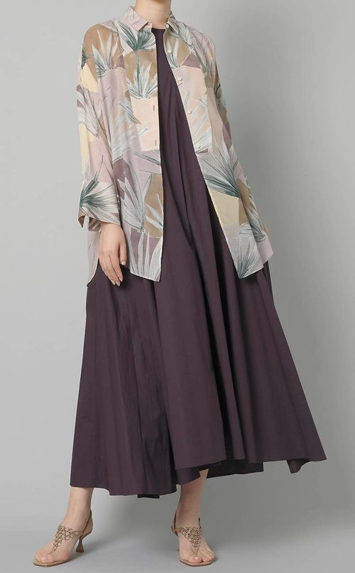 コットンダブルストラップロングワンピース