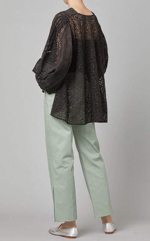 コットンレースプルオーバーブラウス