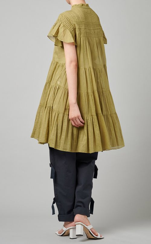 ピンタックコットンティアードブラウス