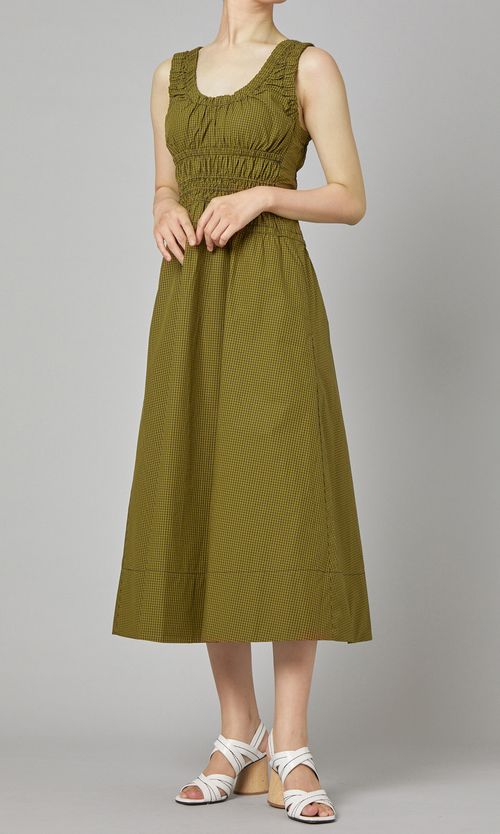 チェック柄ギャザーワンピース