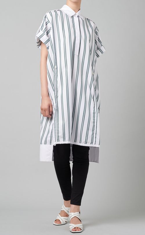 ストライプロングシャツブラウス
