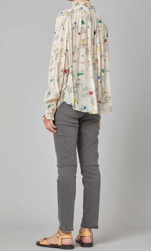 マルチプリントギャザーブラウス