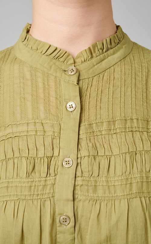 ピンタックコットンティアードブラウス