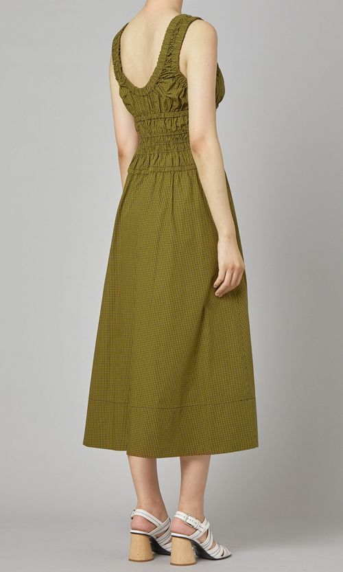 チェック柄ギャザーワンピース