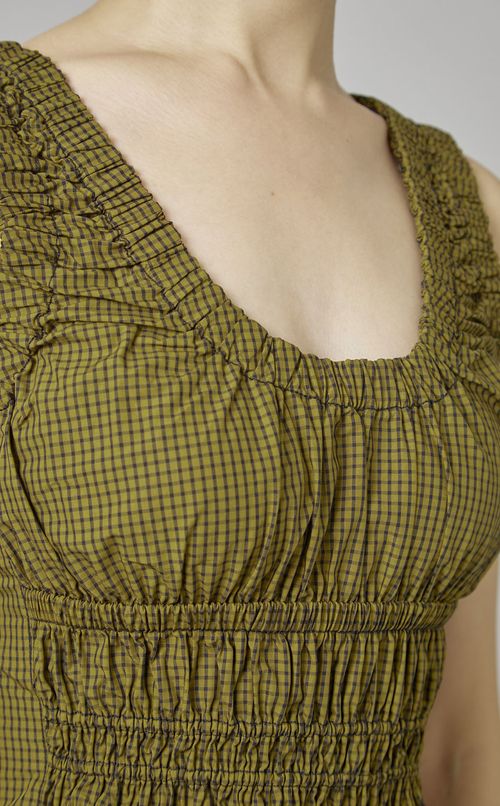 チェック柄ギャザーワンピース