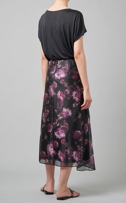 フラワープリントタックミディスカート