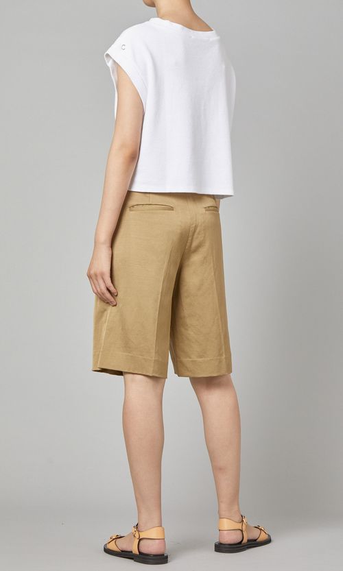 リネン混ソリッドショートパンツ