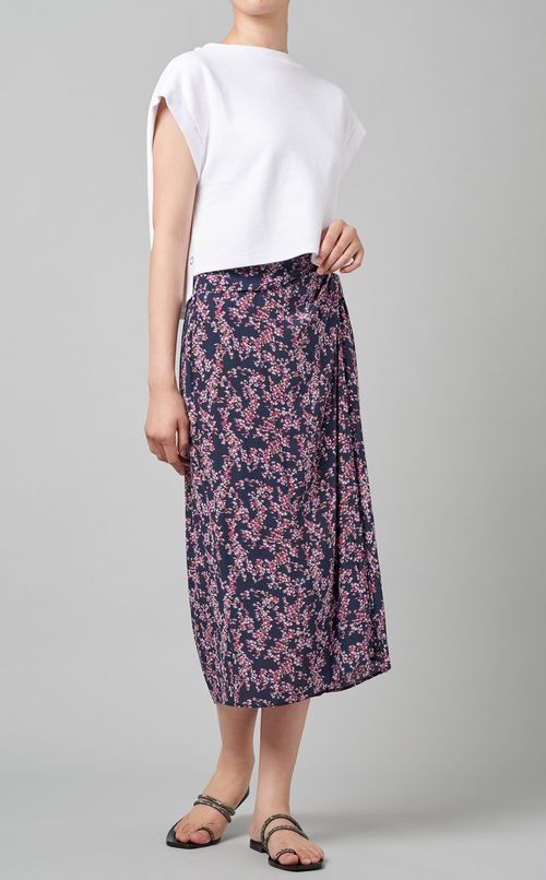 小花プリントミディ丈スカート