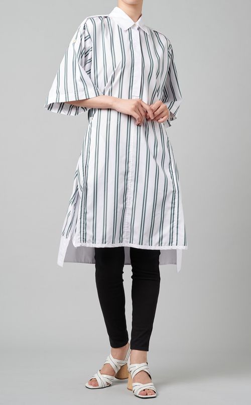 ストライプロングシャツブラウス