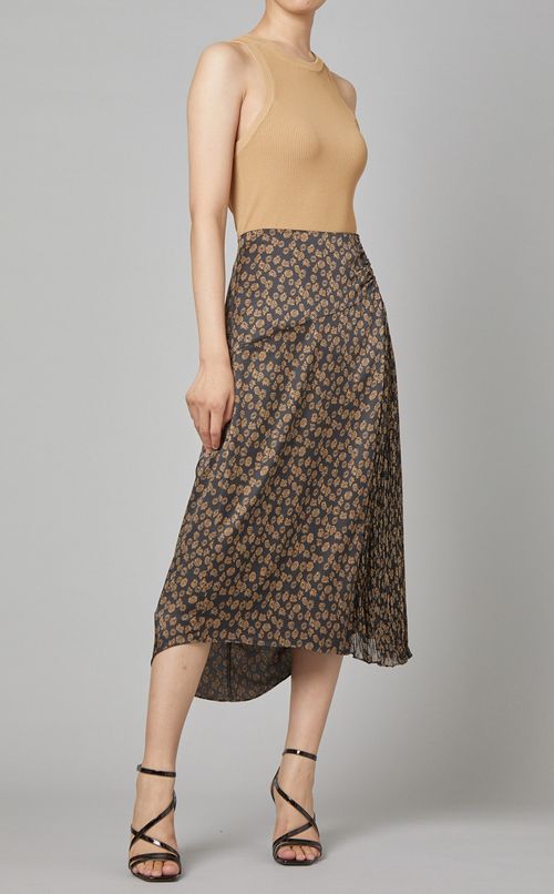 アシンメトリーフラワープリントスカート