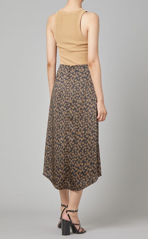 アシンメトリーフラワープリントスカート