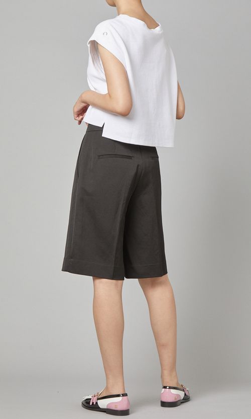 リネン混ソリッドショートパンツ