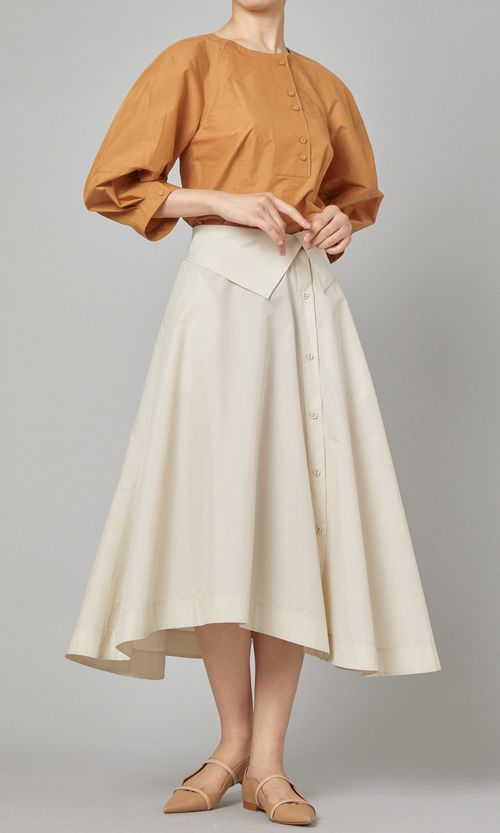 コットンポプリンミディスカート