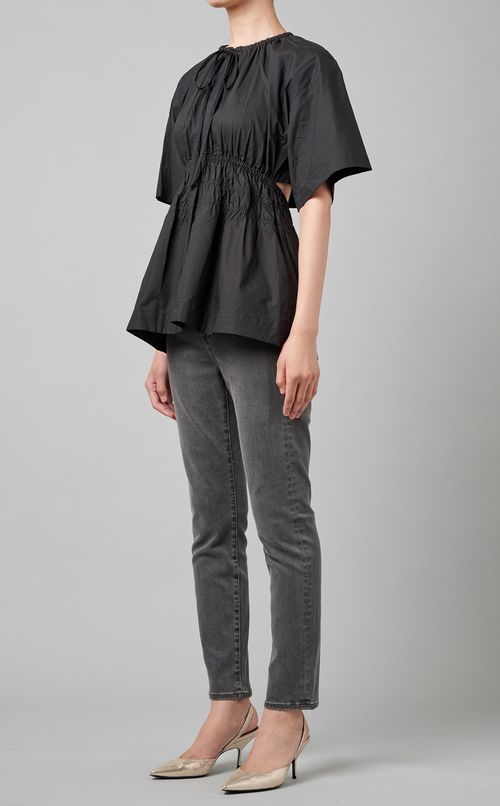 シャーリングコットンブラウス