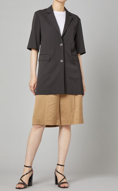 リネン混ソリッドショートパンツ