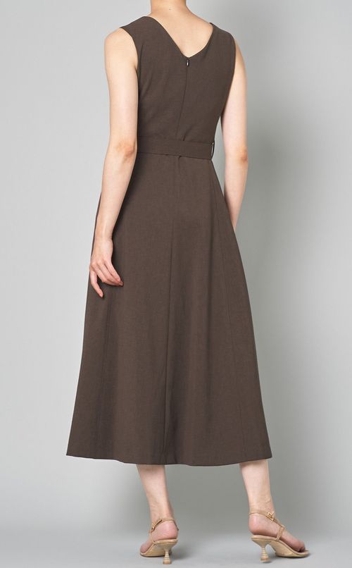 ベルト付きVネックワンピース