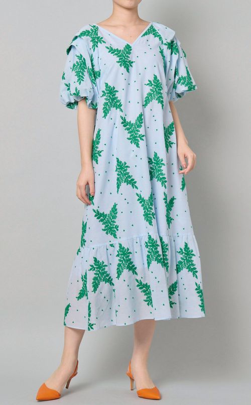 リーフエンブロイダリーコットンドレス