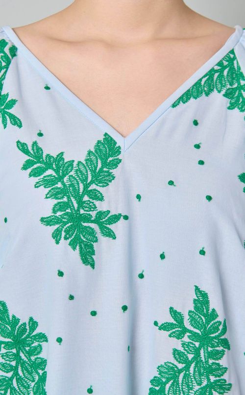 リーフエンブロイダリーコットンドレス