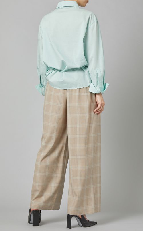 オープンカラーバックギャザーシャツ