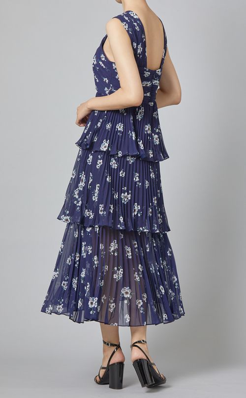 フラワープリントクロスデザインドレス