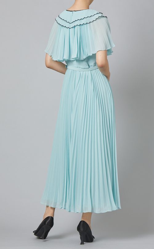 スカラップカラープリーツワンピース