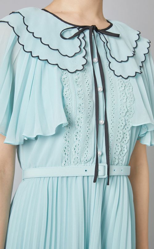 スカラップカラープリーツワンピース