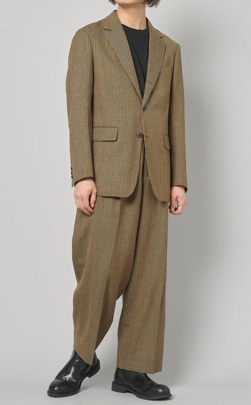 ツイードプリーツテーパードパンツ