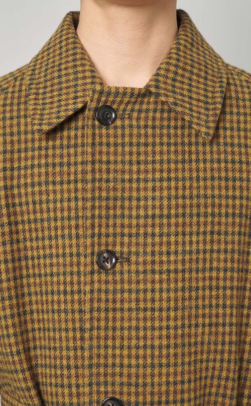 チェックツイードロングカーコート