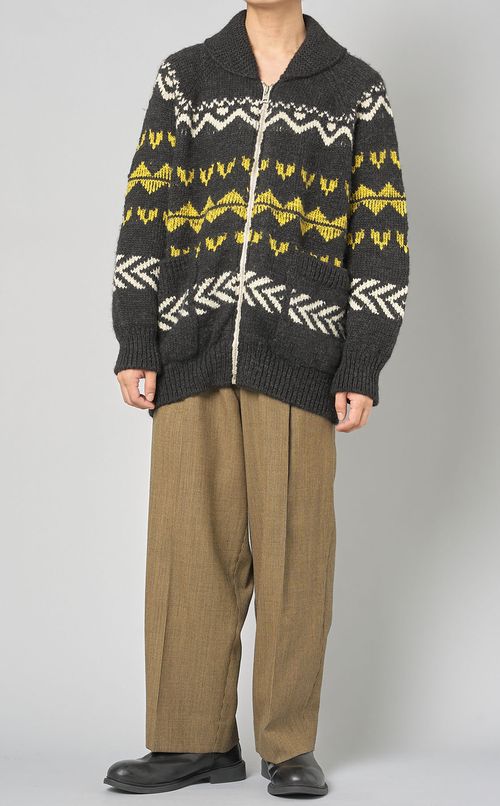 ツイードプリーツテーパードパンツ