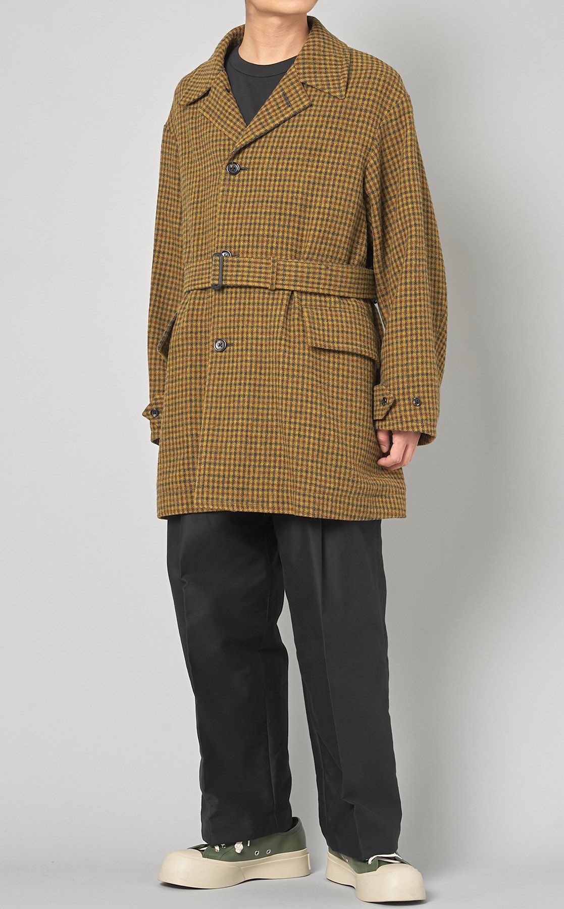 カルヴェン CARVEN コート トレンチ 襟ツイード ベルト 40 ベージュ /an0422 レディース CARVEN ツイードコート