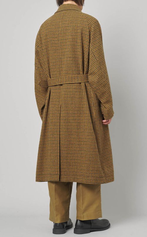 チェックツイードロングカーコート