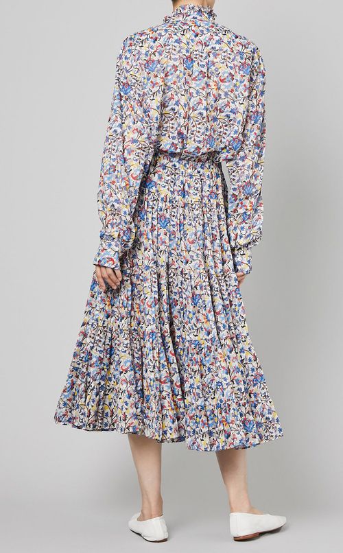 コットンフラワープリントギャザースカート