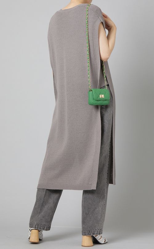 トリプルミックスロングニットジレ