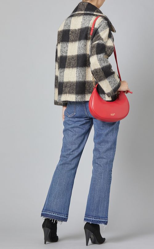 ダブルブレストチェック柄ショートコート