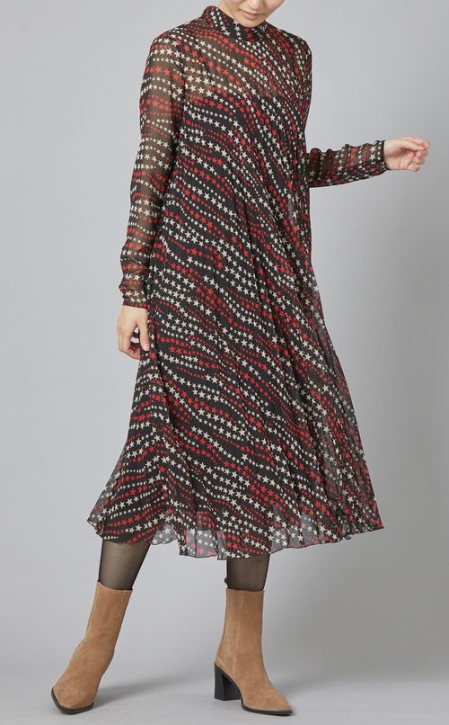 スタープリントバックリボンワンピース