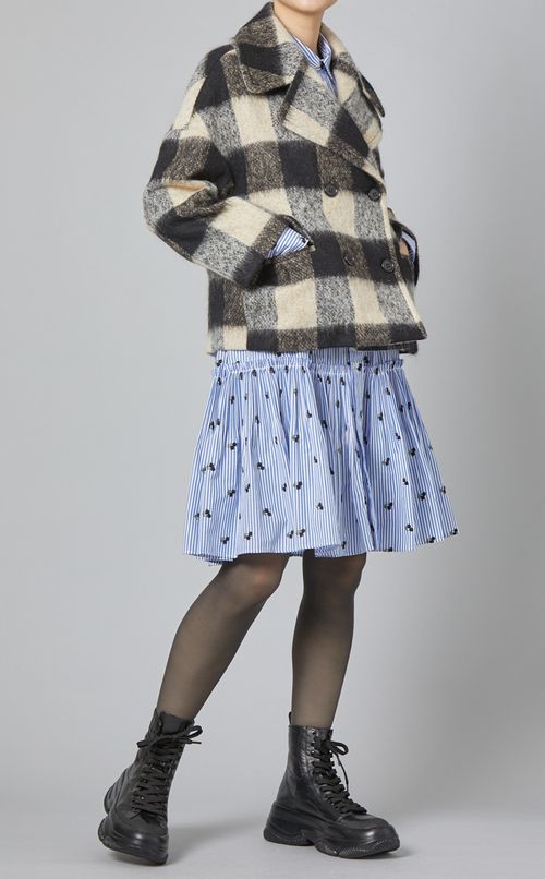 ダブルブレストチェック柄ショートコート