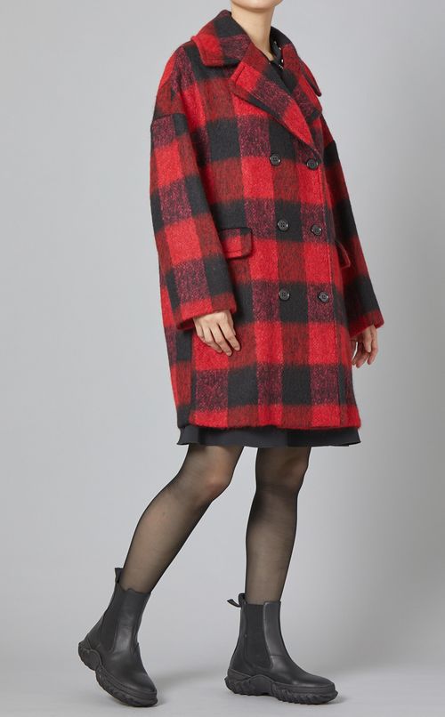 チェック柄ウールコート