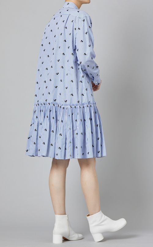 チェリー柄ストライプシャツワンピース